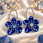Blue Blossom Crystal Flower Hoop Earrings