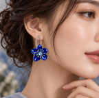 Blue Blossom Crystal Flower Hoop Earrings