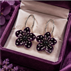 Midnight Bloom Pearl Floral Hoop Earrings
