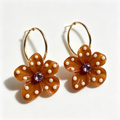 Amber Bloom Pearl Floral Hoop Earrings