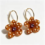 Amber Bloom Pearl Floral Hoop Earrings