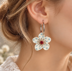 Ivory Bloom Pearl Floral Hoop Earrings