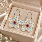 Ivory Bloom Pearl Floral Hoop Earrings