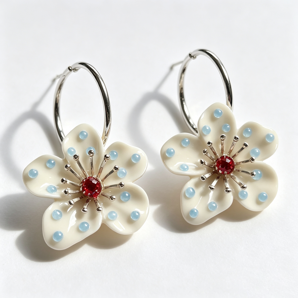 Ivory Bloom Pearl Floral Hoop Earrings
