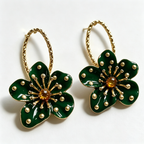 Emerald Garden Pearl Floral Hoop Earrings