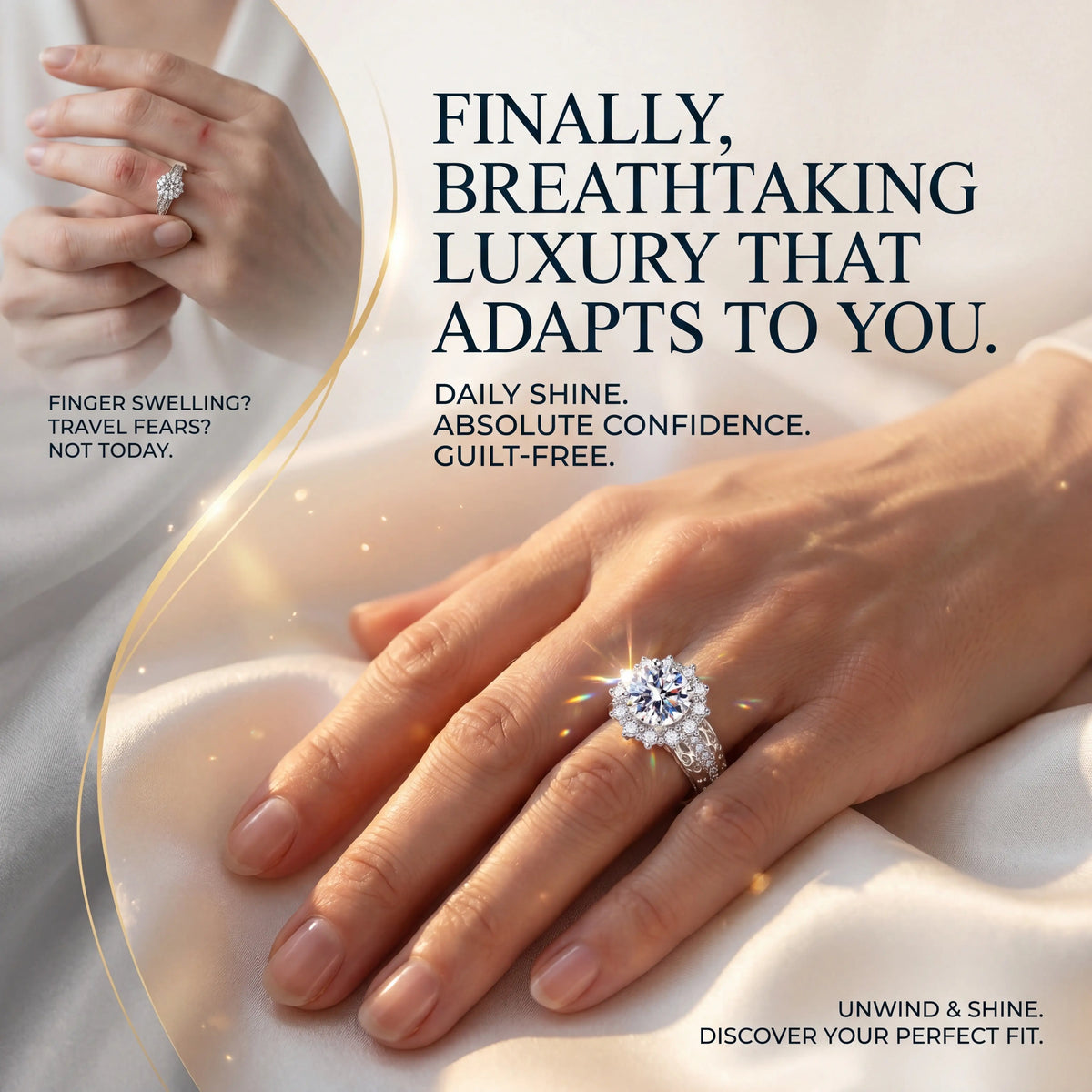 csandiva™ The "Everlasting" 5.0ct Adjustable Halo Ring - Comfort Fit & Travel-Safe Brilliance | Claim 90% OFF Today🔥