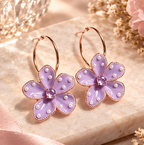 Lavender Blossom Pearl Hoop Earrings