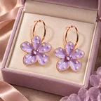 Lavender Blossom Pearl Hoop Earrings