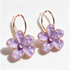 Lavender Blossom Pearl Hoop Earrings