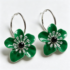 Emerald Blossom Flower Hoop Earrings
