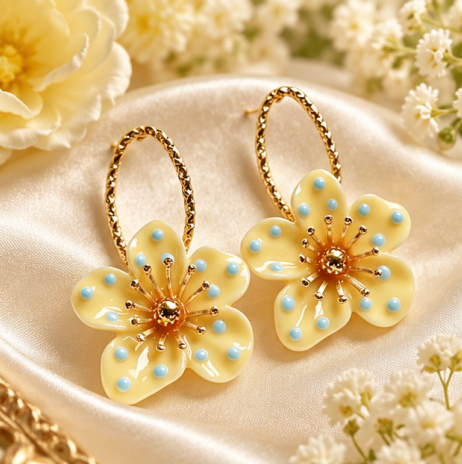 Sunshine Blossom Flower Hoop Earrings