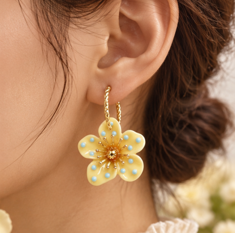 Sunshine Blossom Flower Hoop Earrings