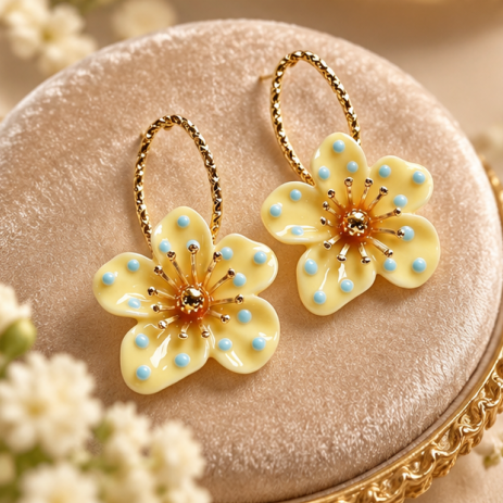 Sunshine Blossom Flower Hoop Earrings