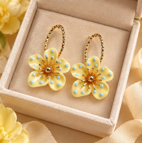 Sunshine Blossom Flower Hoop Earrings