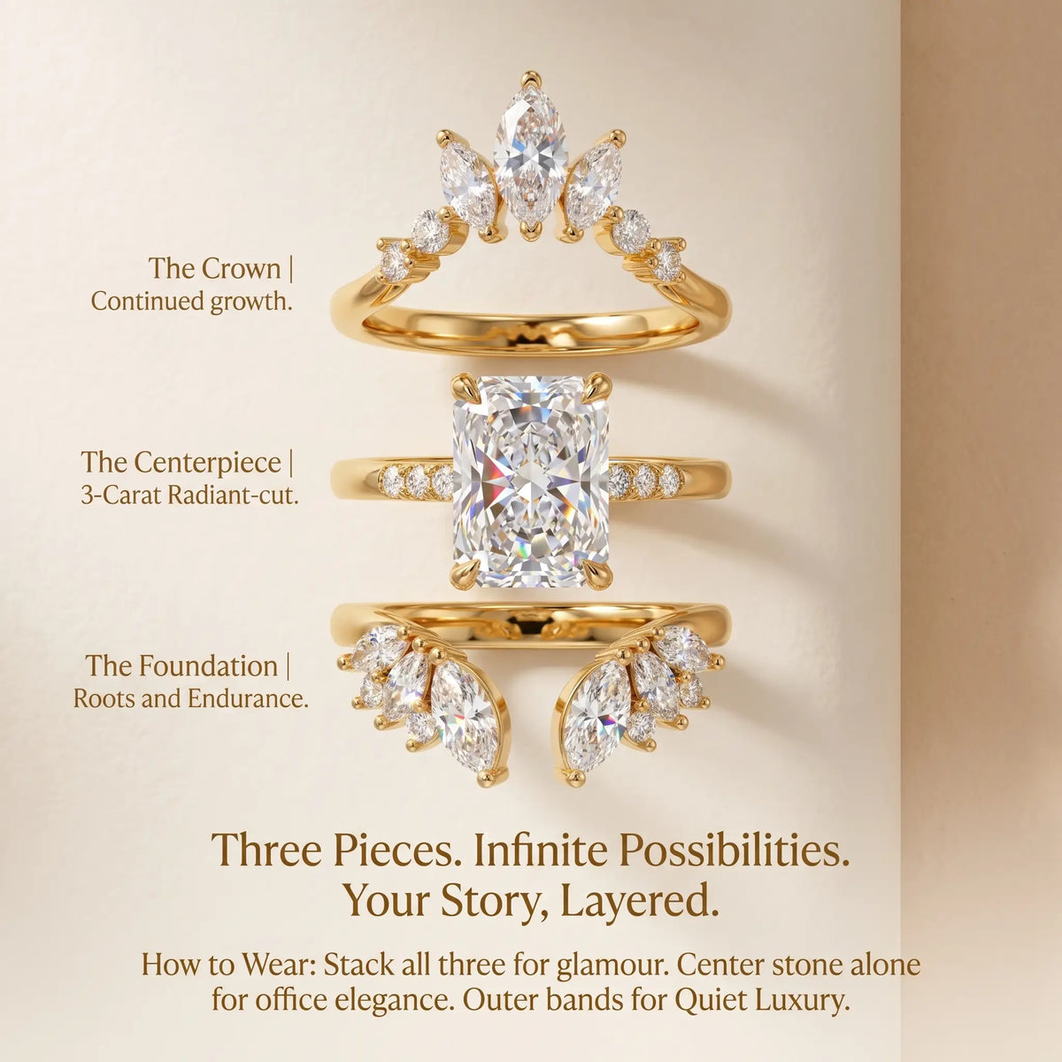 csandiva™ 3-Carat VVS1 Moissanite Ring Suite - Travel-Safe Brilliance & Elegant Heirloom Alternative | Claim 90% OFF Today🔥