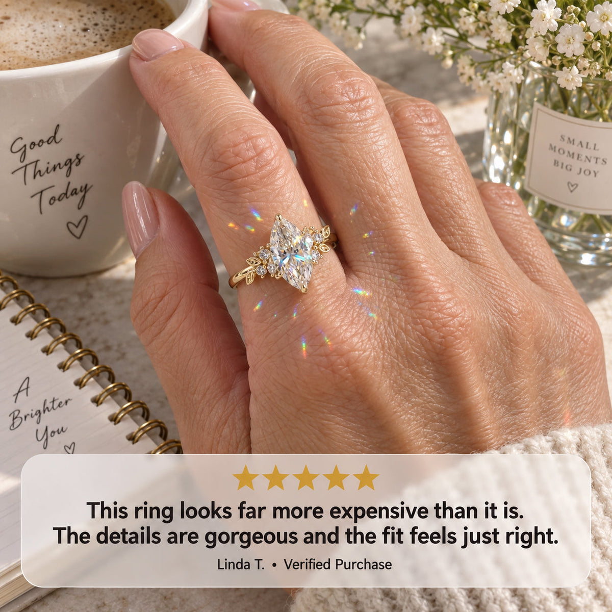 A Stunning Marquise Lab Diamond Ring Designed To Make Your Hands Look More Elegant — With Romantic Floral Details And Luxury Sparkle You'll Love Every Day-Last Day Sale-90% OFF🔥