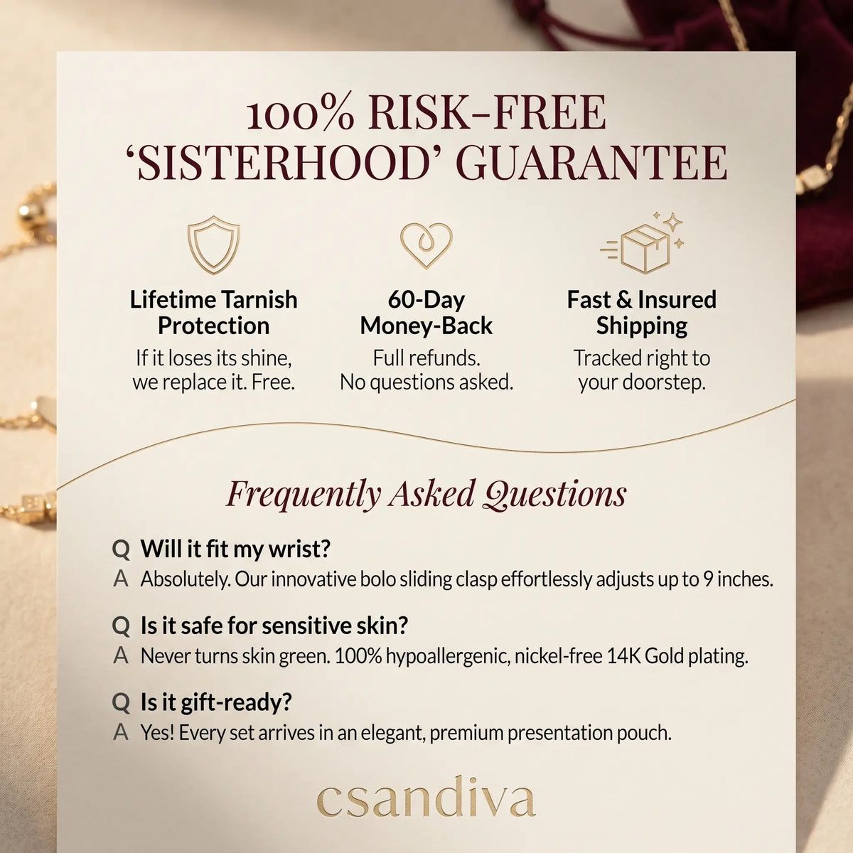 Csandiva 14K Gold "Eternal Bond" Matching Bracelet Set (2-Piece) | Today Only 90% OFF🔥