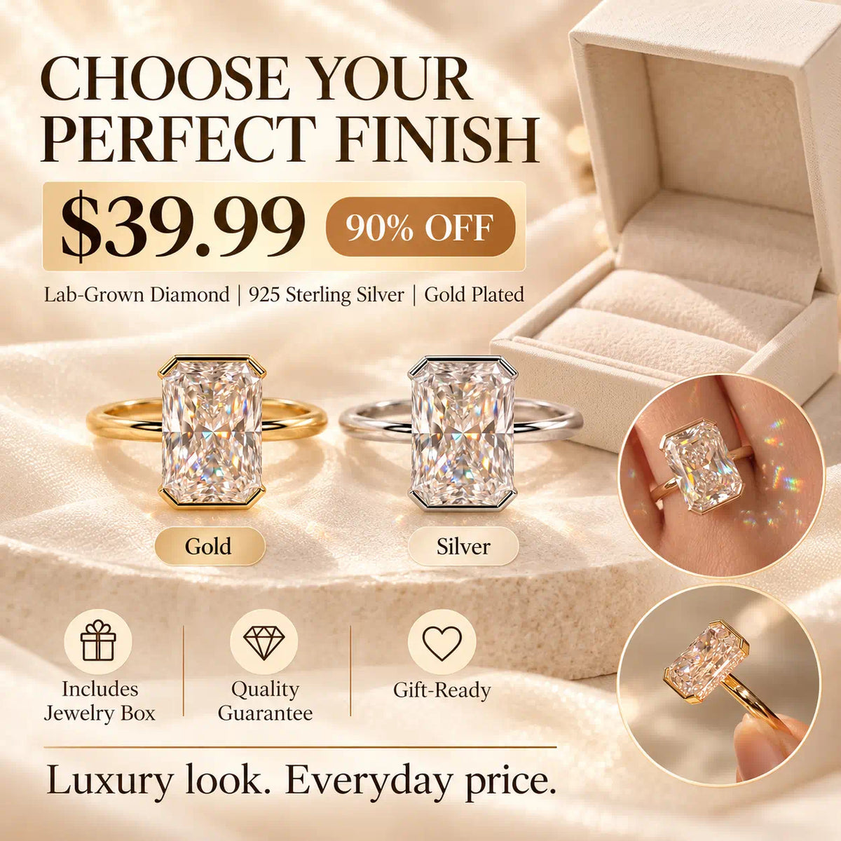 The Luxury-Looking Diamond Ring She'll Never Want To Take Off-Last Day Sale-90% OFF🔥